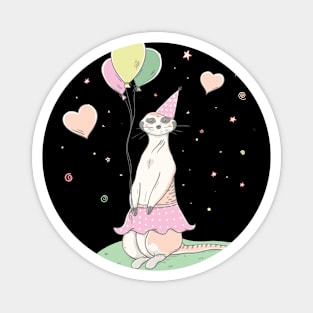 Lovely cute meerkat with color balloons Magnet